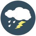 lightening rain Flat Round Icon