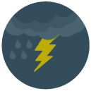lightening storm Flat Round Icon