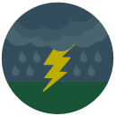 lightening storm_1 Flat Round Icon