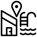 location house with pool line Icon