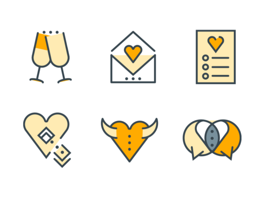 Love filled outline Icons