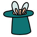 magician rabbit in hat Doodle Icon