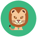 male lion Flat Round Icon