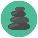 massage stones Flat Round Icon