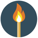 matchstick flame Flat Round Icon