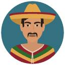 mexican man Flat Round Icon