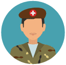 military medical man Flat Round Icon