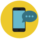 mobile phone text Flat Round Icon