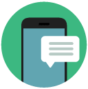 mobile phone text Flat Round Icon