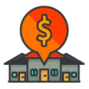 money houses Filled Outline Icon