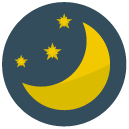 moon stars Flat Round Icon