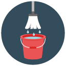 mop bucket Flat Round Icon