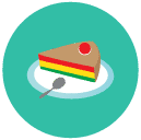 multi color cake slice Flat Round Icon