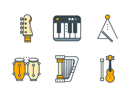 music filled outline icons