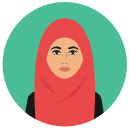 muslim woman Flat Round Icon
