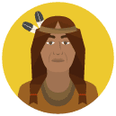 native american man Flat Round Icon