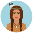 native american woman Flat Round Icon