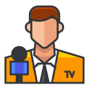 news man Filled Outline Icon