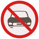 no cars Flat Round Icon