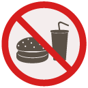no food or drinks Flat Round Icon