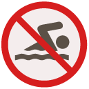 no swimming Flat Round Icon