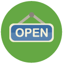 open sign Flat Round Icon