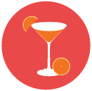 orange cocktail Flat Round Icon