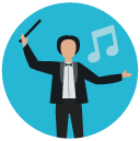 orchestra conductor Flat Round Icon