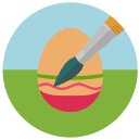 painting easter egg Flat Round Icon