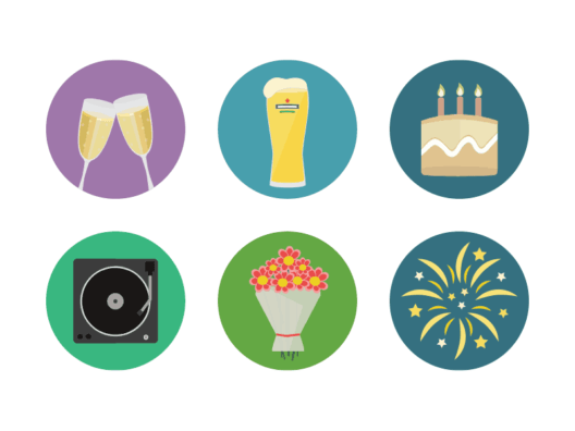 party flat round icons