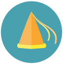 party hat Flat Round Icon