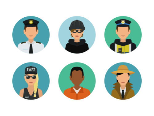 people law flat round icons