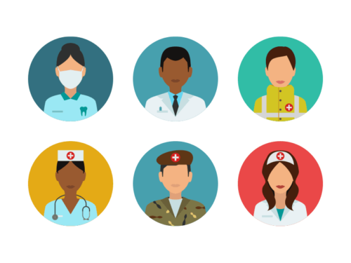 people medical flat round icons