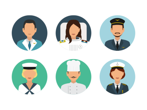 people services flat round icons