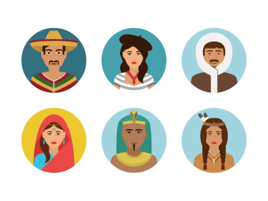 people cultures flat round icons