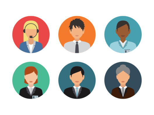 people business flat round icons