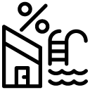 percentage sale house with pool line Icon