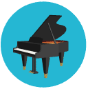 piano Flat Round Icon