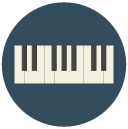 piano keys Flat Round Icon