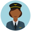 pilot woman Flat Round Icon