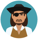 pirate man Flat Round Icon