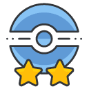 poke trainer two star Filled Outline Icon