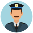 police chief man Flat Round Icon