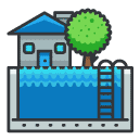 pool house Filled Outline Icon