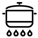 pot on flames line Icon