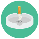 putting cigarrette out ashtray Flat Round Icon