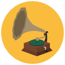 record player Flat Round Icon