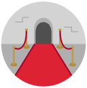 red carpet Flat Round Icon