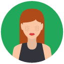 red-haired woman Flat Round Icon