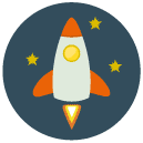 rocket Flat Round Icon